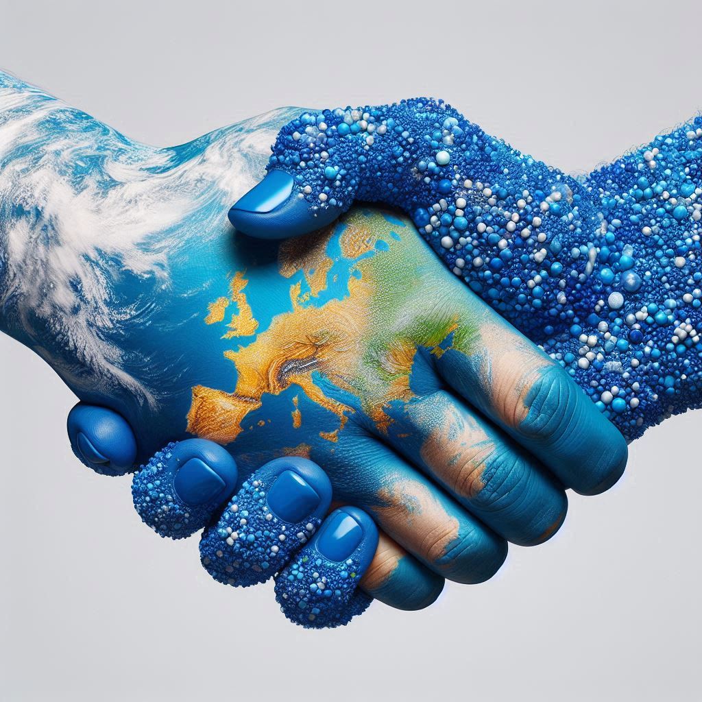 Handshake zwischen Kunststoff und Umwelt