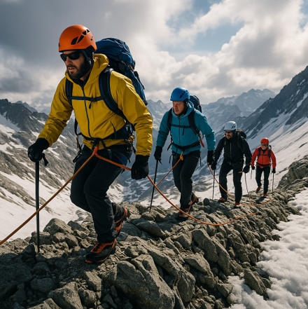 Bergsport Seilschaft als Teamleistung